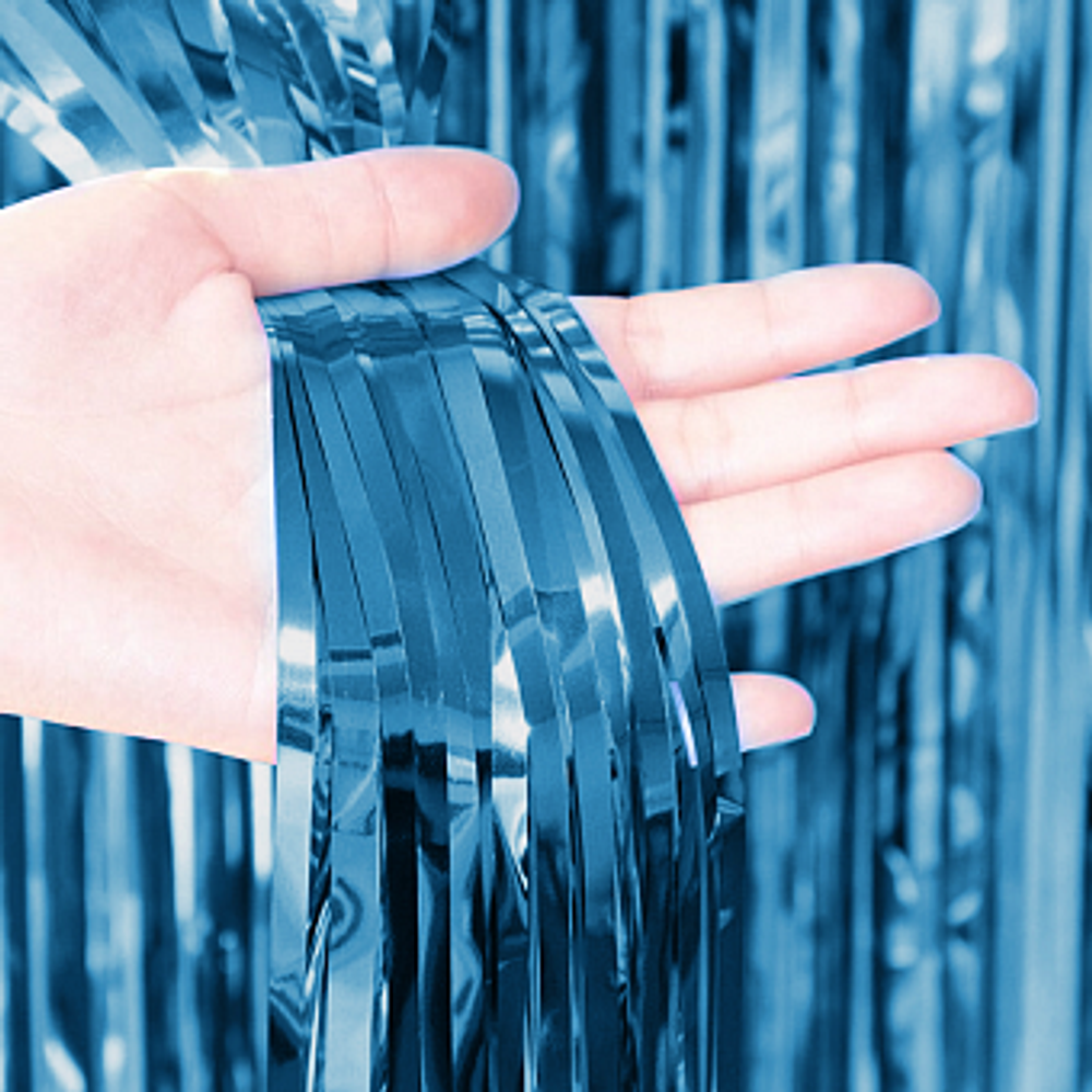 Занавес Дождик Голубой Металлик 100*200 см.