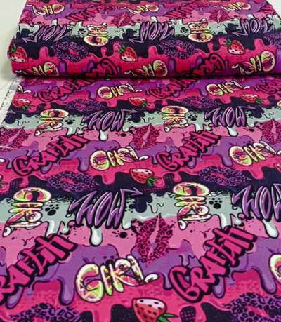 Кулир (принт). Розовый граффити 0,7м ВО