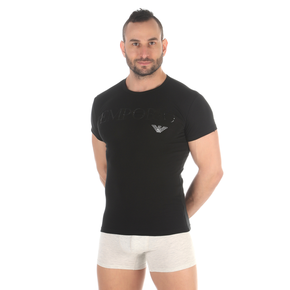 Мужская футболка черная с круглым вырезом Emporio Armani 111035_CC716 00020