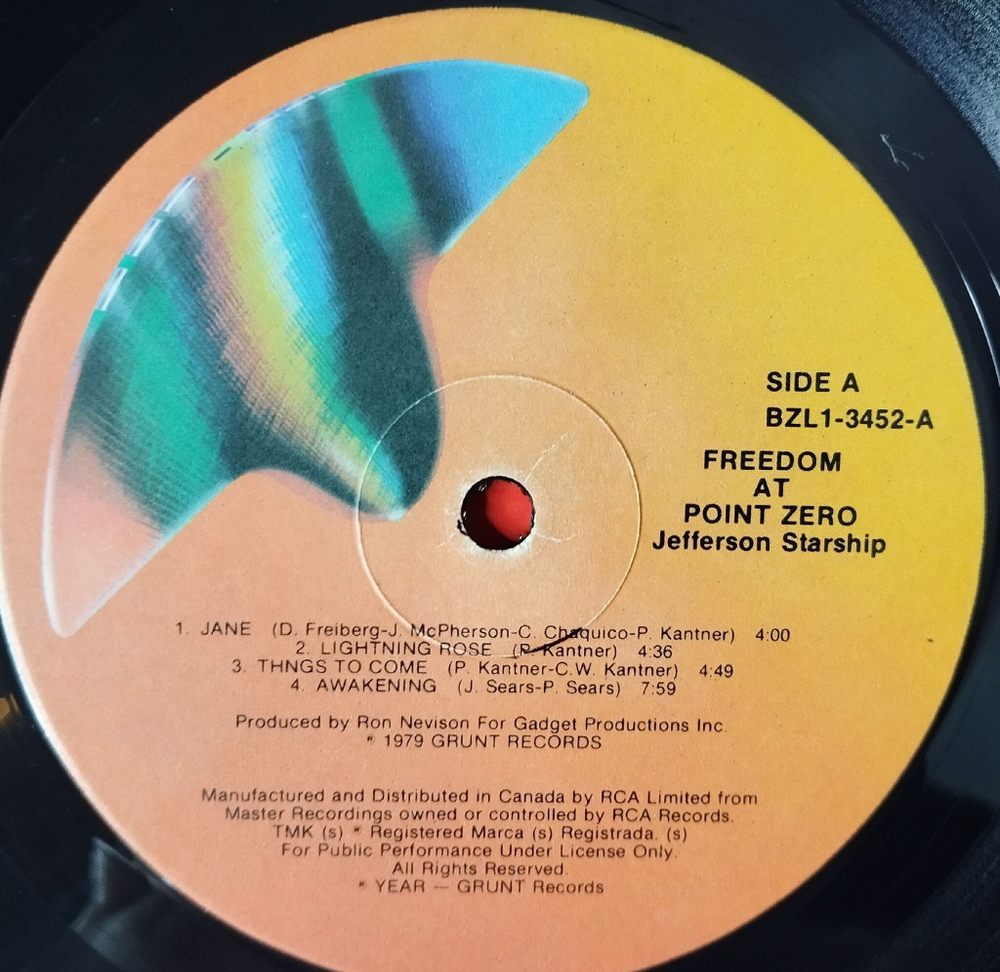 Винтажная виниловая пластинка LP Jefferson Starship Freedom At Point Zero (Canada 1979)