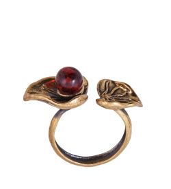 AM-3856 Кольцо «Водяная Лилия» (латунь, янтарь)