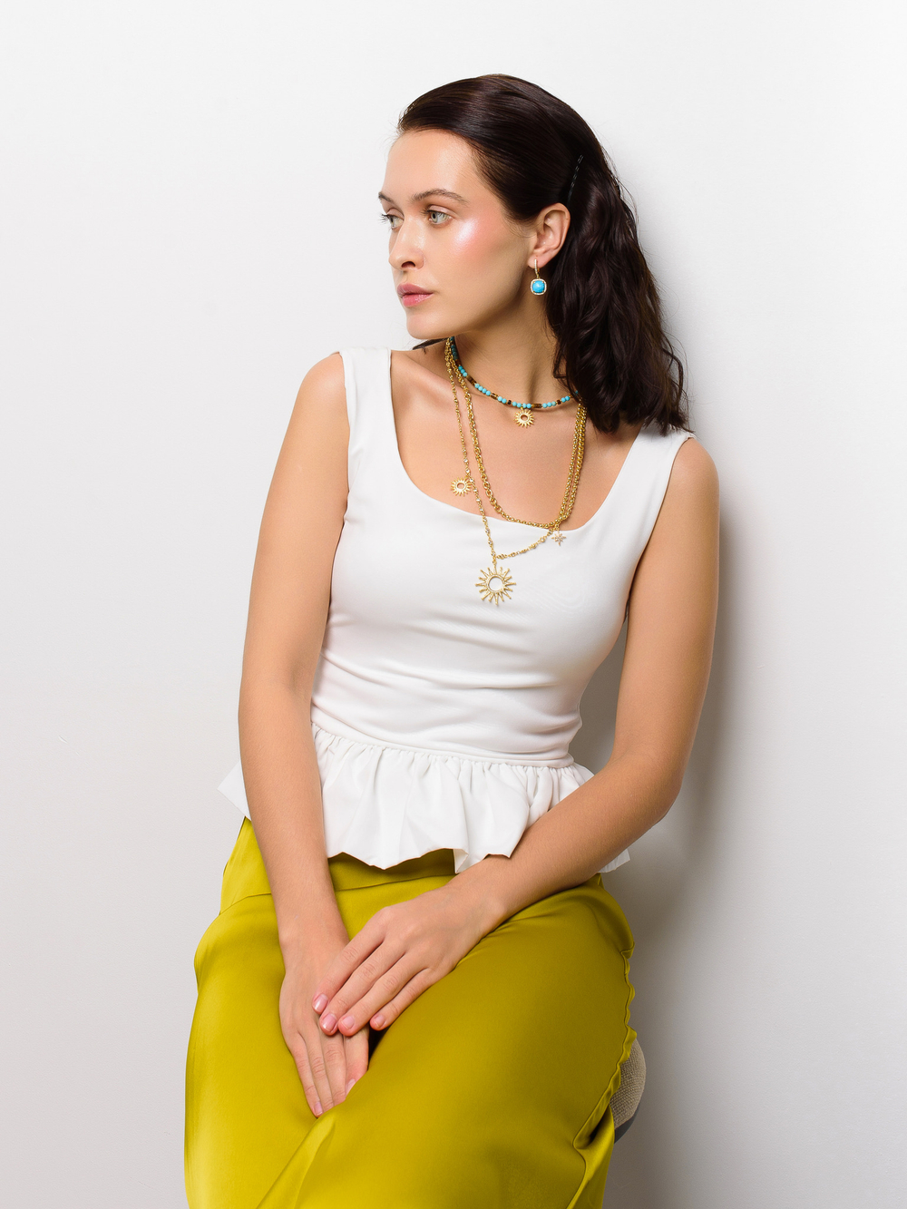 Колье "Sun mix chains" Gold