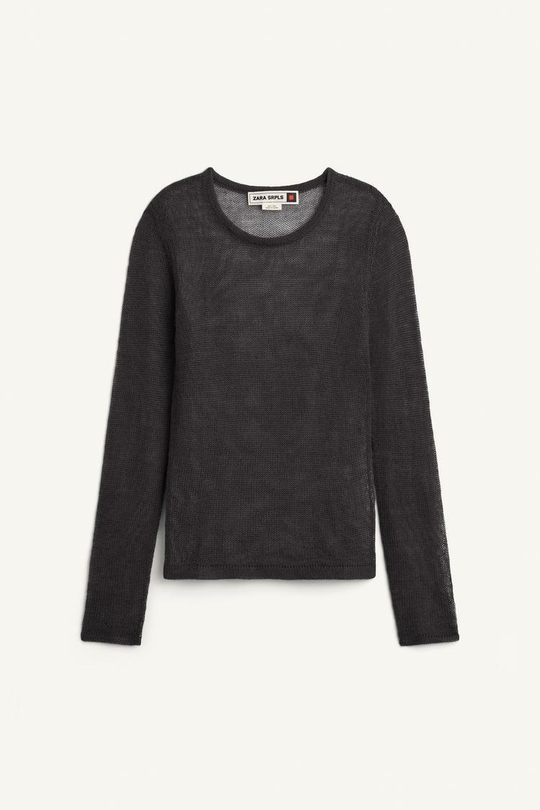 ZARA СВИТЕР ИЗ СМЕСОВОЙ ШЕРСТИ, СИНИЙ/СЕРЫЙ