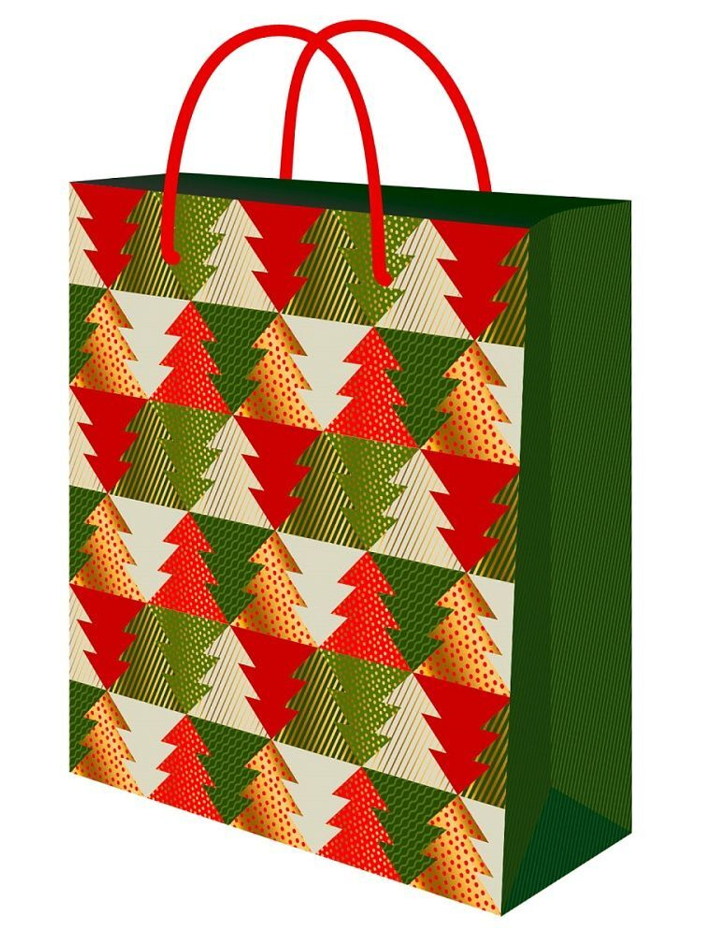 Пакет подар. бум. новогодн. 18*23*10см, 190 гр/м "Ёлки"