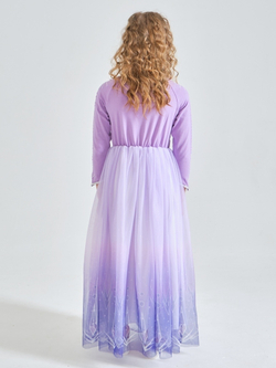 Сиреневое платье Эльзы для девочки + шлейф