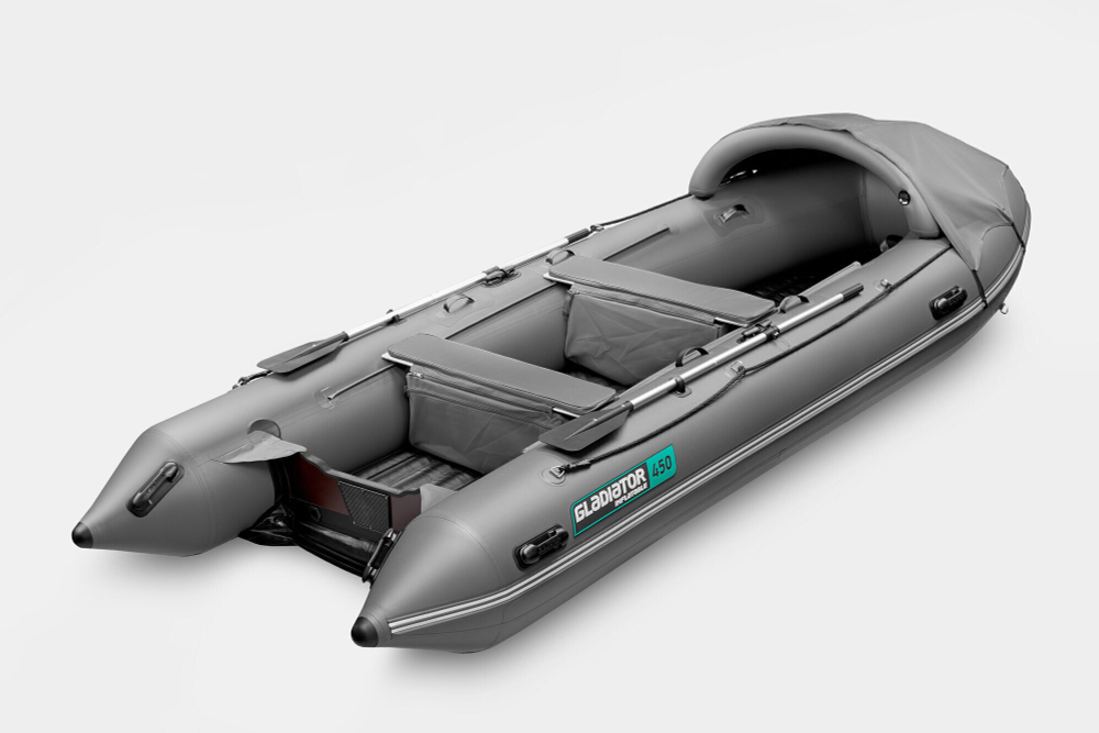Надувная лодка GLADIATOR E450PRO тёмно-серый
