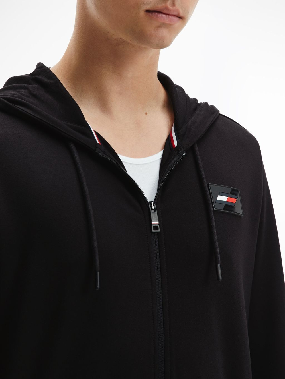 Мужская теннисная кофта Tommy Hilfiger Logo Pack 1.1 Doubleknit FZ Hood - black