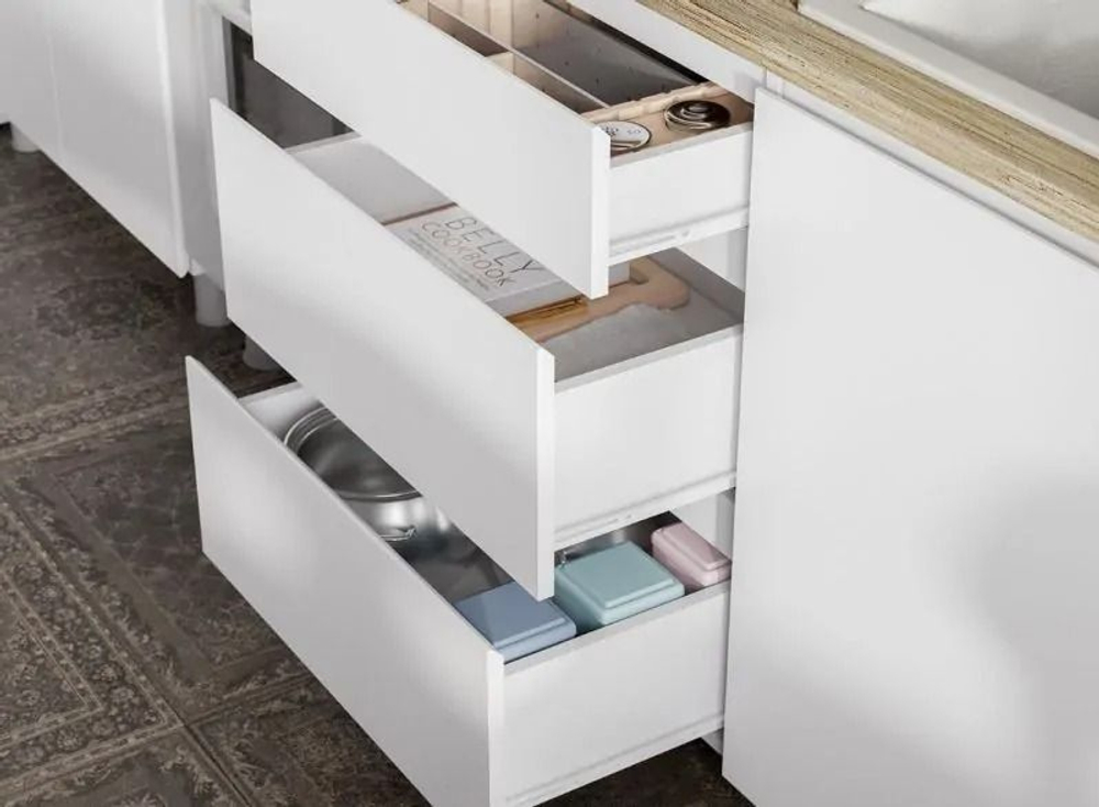 Кухонный гарнитур Токио (1,6м) Белый текстурный/Дуб Сонома