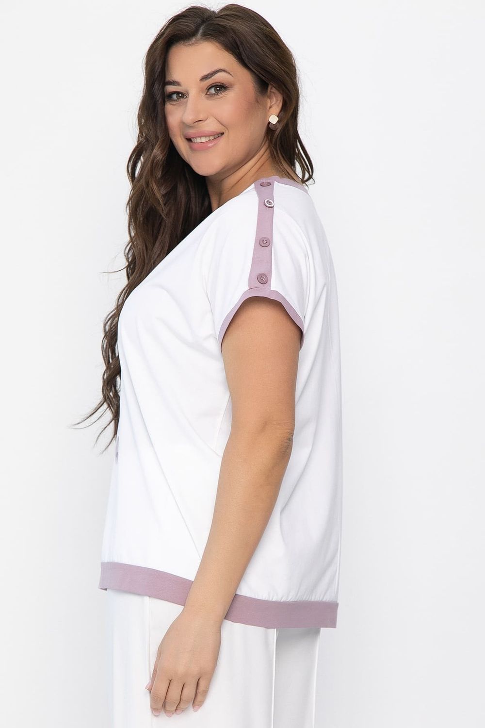 Блуза Далия (бело-сиреневая) Б13804-20М LT Collection