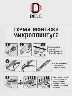 Алюминиевый микроплинтус(щелевой) DIELE черный/мат ПО-189 16мм 2,7м.+ комплект пружин 6 шт.