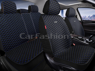 Накидки сидений ПОЛНЫЙ CarFashion (кт) -«RANCHO PLUS» 27358 -ЛЕН черный/черный/синий
