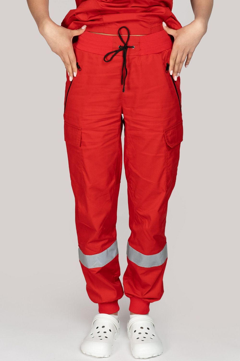 Брюки-джоггеры летние женские Скорая помощь MedicLine цв. КРАСНЫЙ