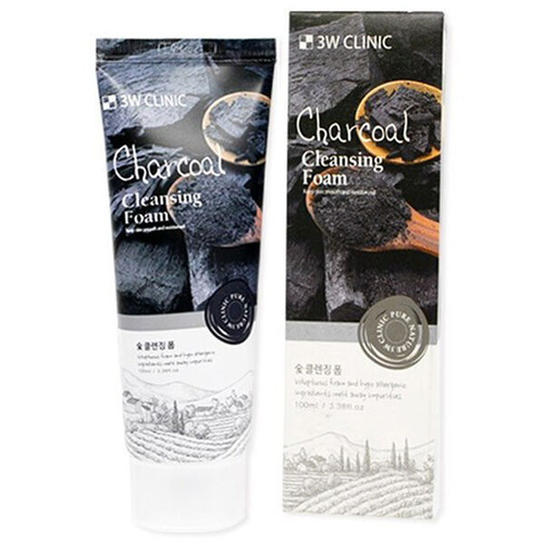 Пенка для умывания с древесным углем 3W Clinic Charcoal Cleansing Foam, 100мл