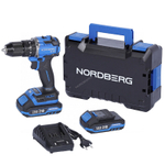 NORDBERG (NE106K) Шуруповерт аккумуляторный макс.диам. сверла 13 мм, 21 В, 70 Нм с 2 аккум. и зар.устр