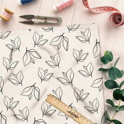 Ткань шелк Армани контуры листочков