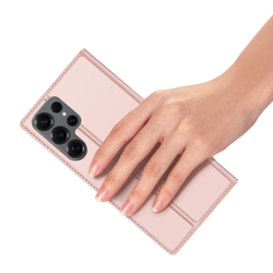 Чехол книжка из PU кожи розового цвета от Dux Ducis для Samsung Galaxy S25 Ultra, серия Skin Pro Series Case