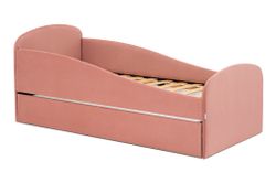 Детская мягкая кровать с ящиком Бельмарко Letmo пудровый велюр