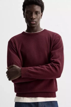 ZARA СВИТЕР ИЗ 100% КАШЕМИРА, БОРДОВЫЙ