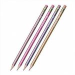 Карандаш чернографит. schoolФОРМАТ METALLIC НВ с ластиком заточенный круглый