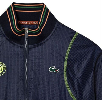 Женская Кофта теннисная Lacoste Sport Roland Garros Edition Post-Match Cropped Jacket - небесный