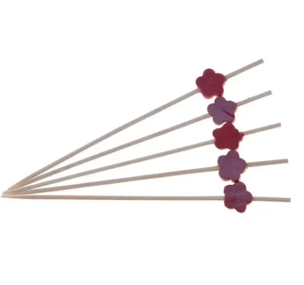 Пика деревянная для канапе Клевер красный 12 см Tambien ECO 100шт/упак