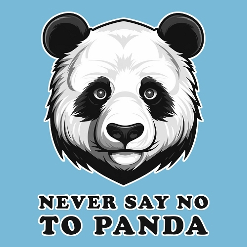 принт PewPewCat Футболка с пандой Never say no to panda голубой