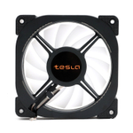 Комплект из 3 вентиляторов TESLA RGB120-XB3, 120мм, 1200rpm, Molex, черный-белый/RGB, 38CFM, 21дБ, антивибропрокладки, бесконечное зеркало, изменение скорости анимации подсветки (TSL-120-XB3)