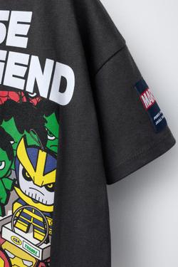 ZARA ФУТБОЛКА С ПРИНТОМ THE AVENGERS © MARVEL, АНТРАЦИТОВО-СЕРЫЙ