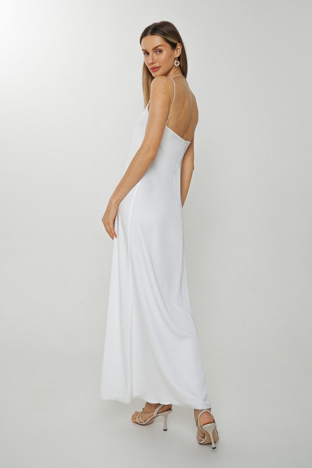 Платье-комбинация Alexandra Talalay А-силуэта AD044 белое