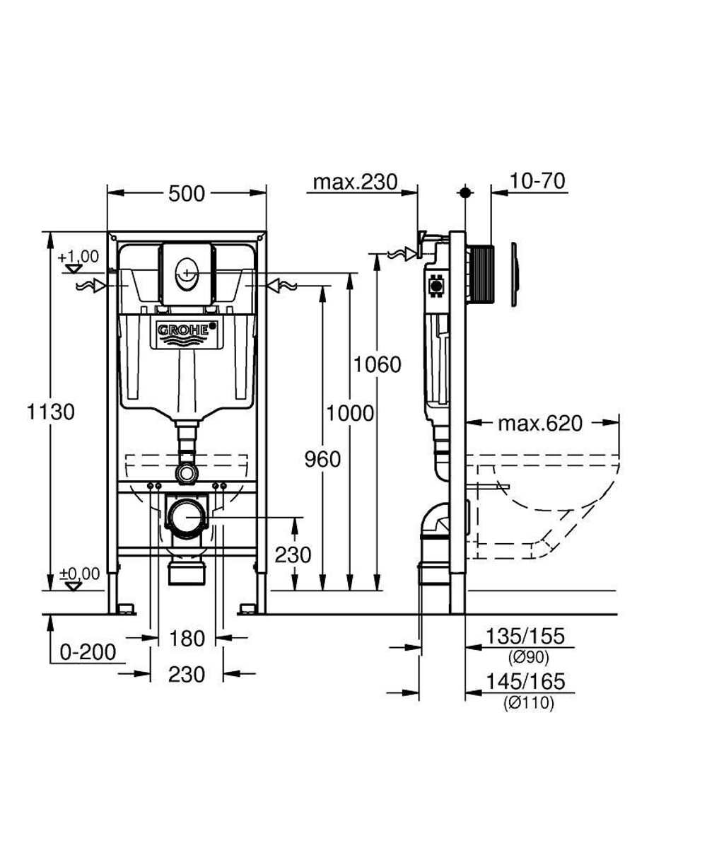 Система инсталляции GROHE Rapid SL + кнопка