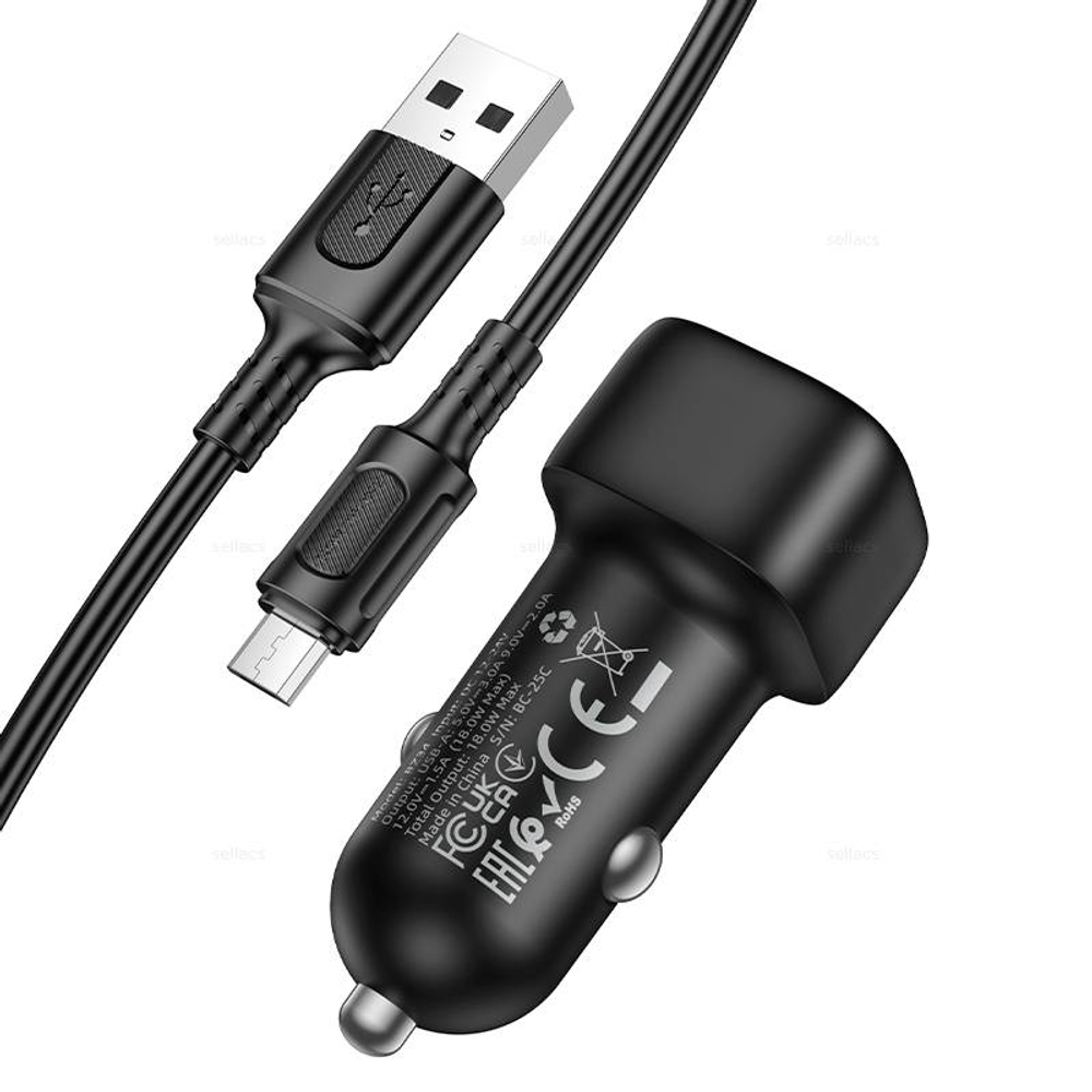 Автомобильное зарядное устройство для Micro-USB Borofone BZ34 QC3.0 (black)