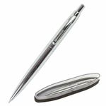 Ручка подарочная шариковая BRAUBERG Opera, СИНЯЯ, корпус серебристый с хромированными деталями, линия письма 0,5 мм, 143486