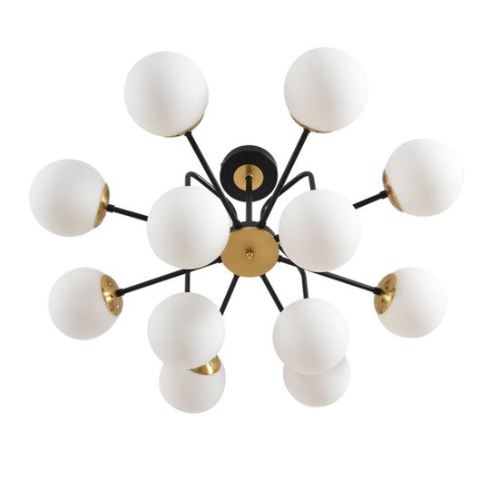 8375/12C MODERNI LN черный/латунь/белый, металл/стекло Люстра потолочная E27 12*60W 220V ELRONA