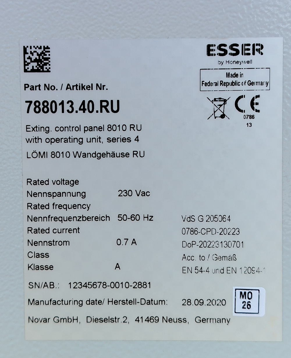 Панель управления пожаротушением Honeywell ESSER 8010 788013.40.RU