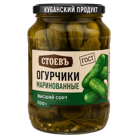 Огурчики маринованные 9-12 см Стоевъ 700 гр