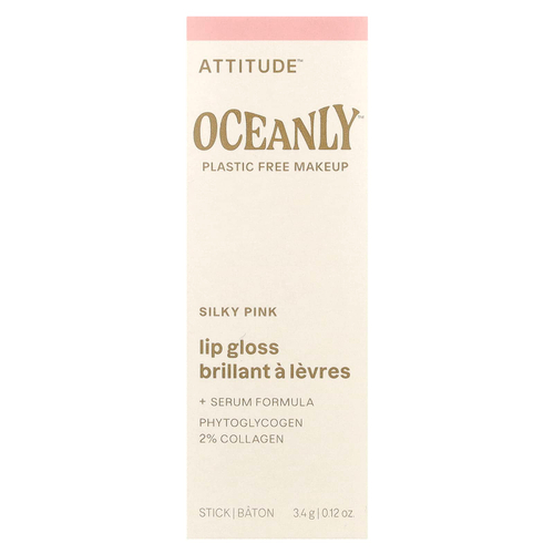 ATTITUDE, Oceanly ™, блеск для губ, шелковисто-розовый, 3,4 г (0,12 унции)