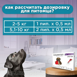 Капли на холку от блох, клещей и гельминтов для щенков и собак менее 10 кг Гельминтал С SPOT-ON (Neoterica), 2 пипетки Моксидектин/Празиквантел