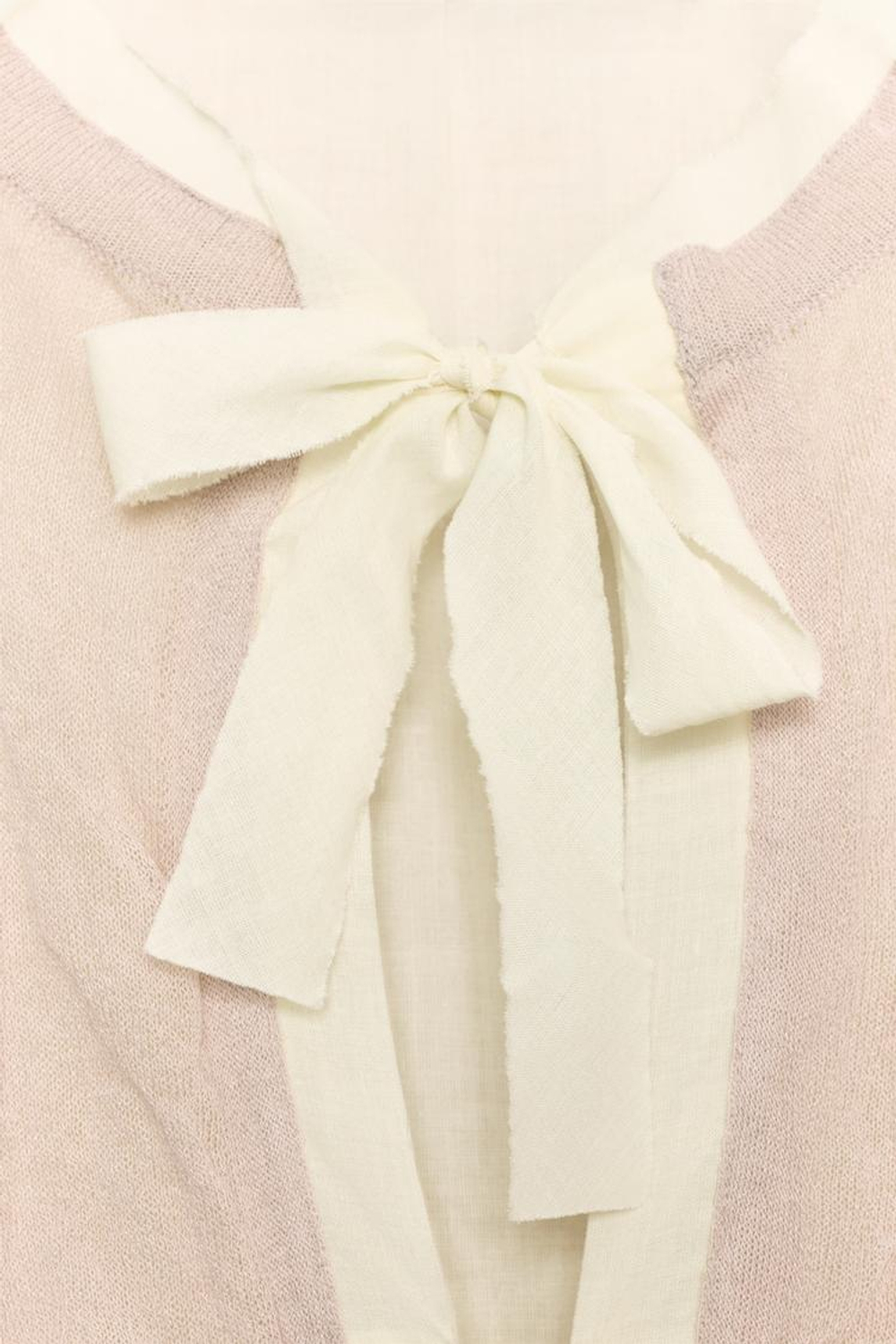 ZARA КАРДИГАН С БАНТАМИ И КОНТРАСТНЫМИ ДЕТАЛЯМИ, РОЗОВЫЙ/БЕЛЫЙ