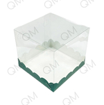 Коробка под кулич с прозрачным куполом 150*150*140 мм (зелёная матовая), 50шт
