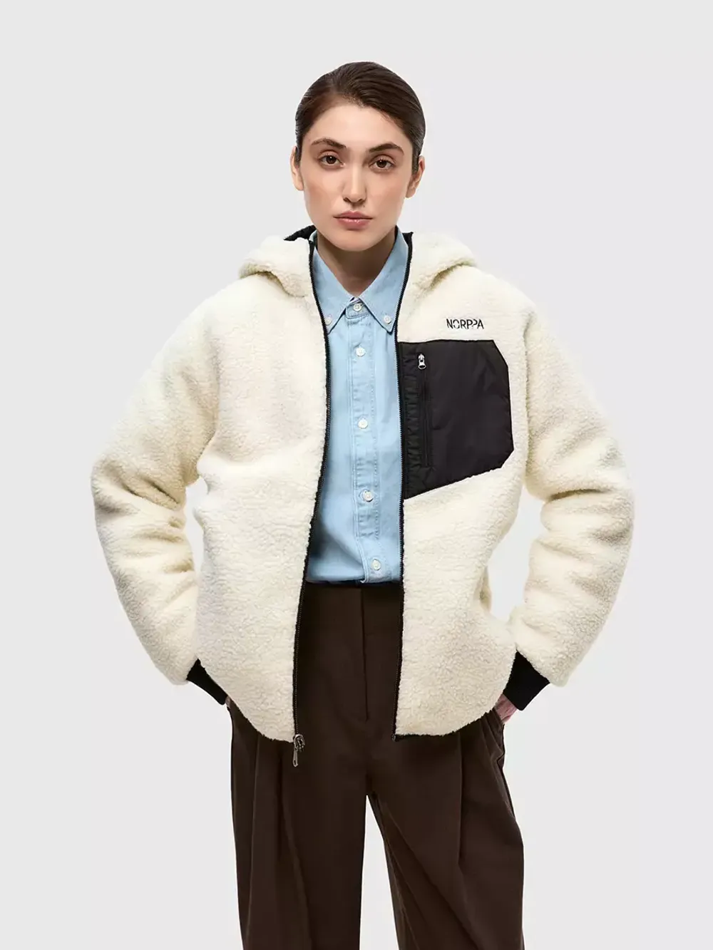 Куртка женская из "пушистого" флиса ICHA NORPPA слоновая кость