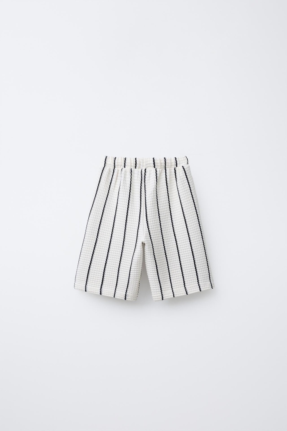 ZARA ШОРТЫ ИЗ КРУЖЕВА КРОШЕ В ПОЛОСКУ, ЭКРЮ / ЧЕРНЫЙ