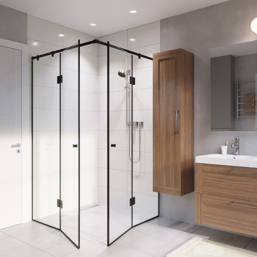 Квадратная угловая 90° с одностворчатой поворотной дверью 1900 х 900 х 900