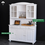 Шкаф Лена двухдверный из массива сосны, с 3 полками (верхняя часть буфета Лена), белый воск