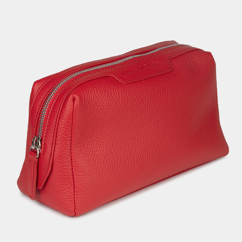 Косметичка Trapèze из кожи теленка красного цвета