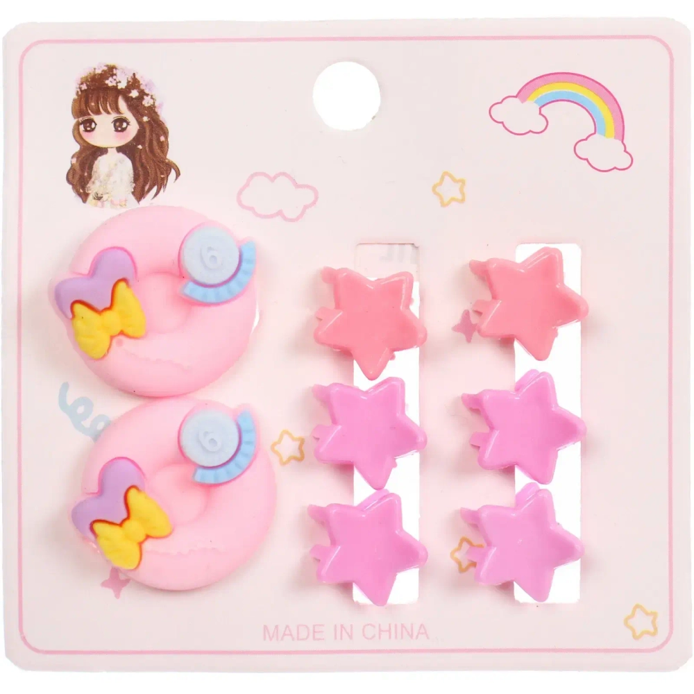 Аксессуары для волос детские «СЛАДКИЕ ЛЕДЕНЦЫ», Пончики, 8.5*8см (2 резинки и 6 крабиков)●