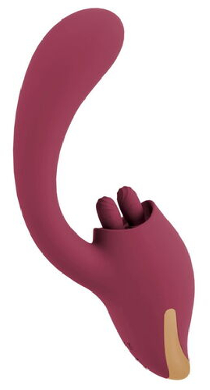 Малиновый вибратор с подвижными язычками 2 Function Vibrator - 20,6 см.