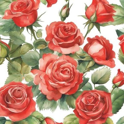 красные цветы алые розы красный цветочный акварельный узор