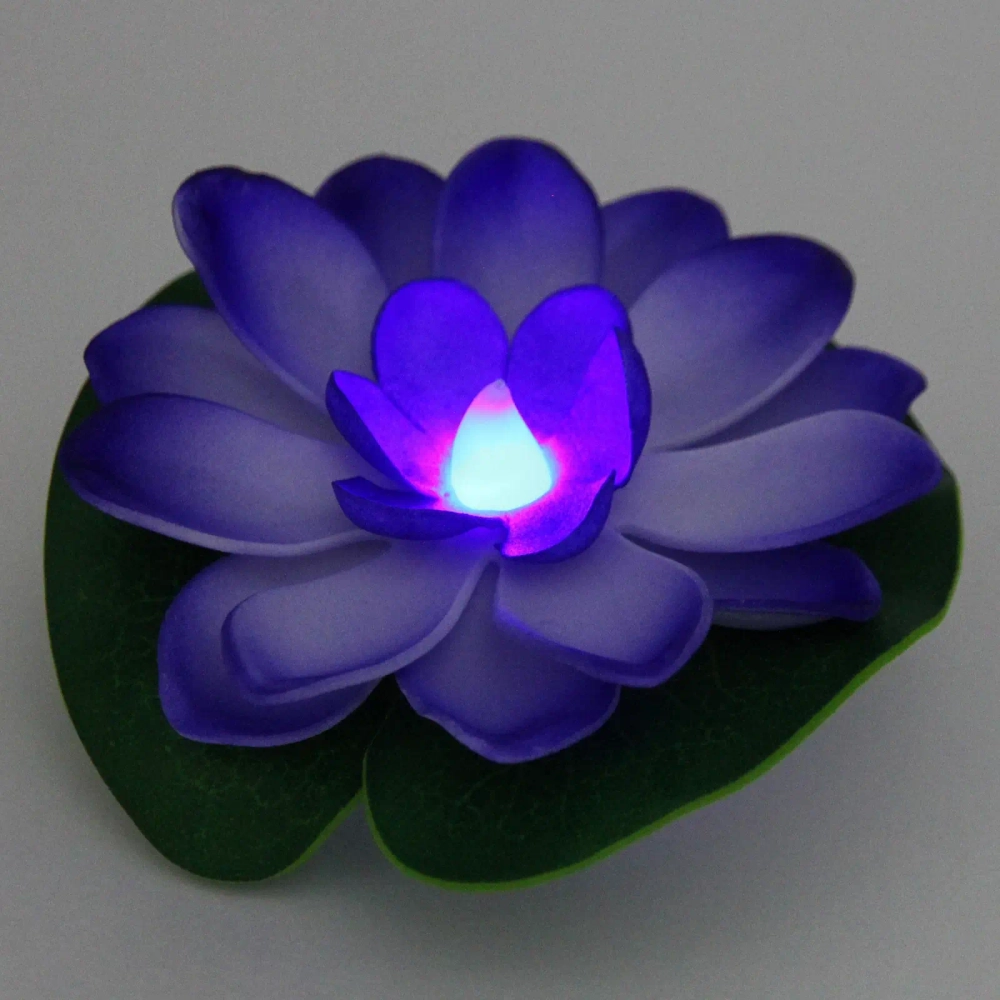Растение водоплавающее «Кувшинка» d-10 см от контакта с водой, фиолетовый с подсветкой (RGB)