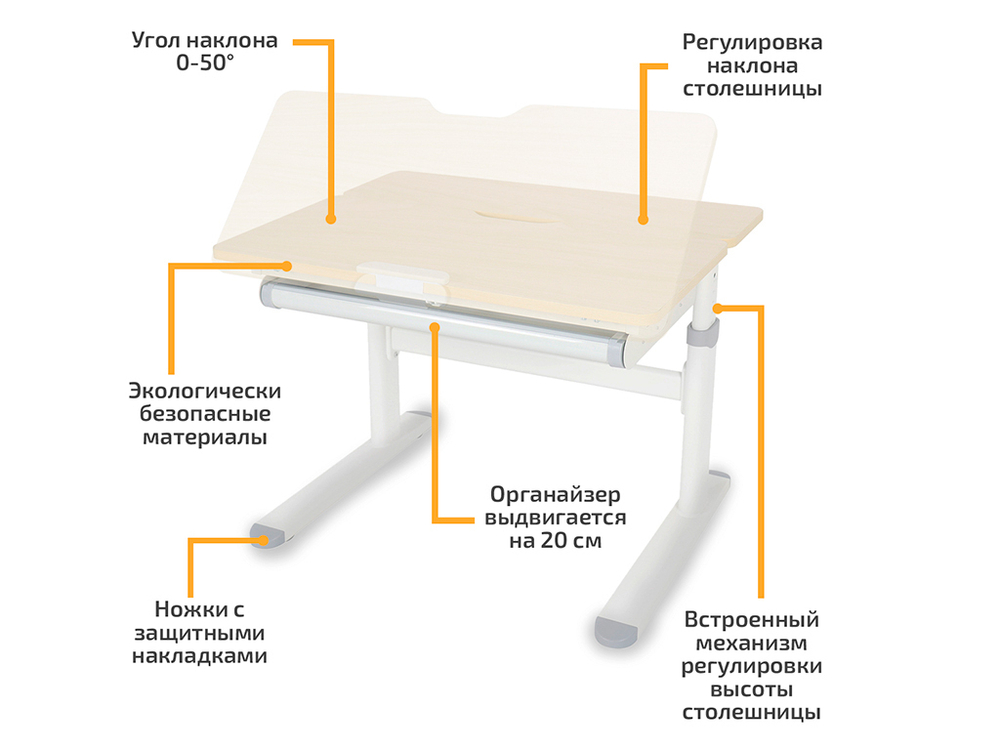 Растущая парта Ergokids Compas TH-308 Lite (800×600 мм)