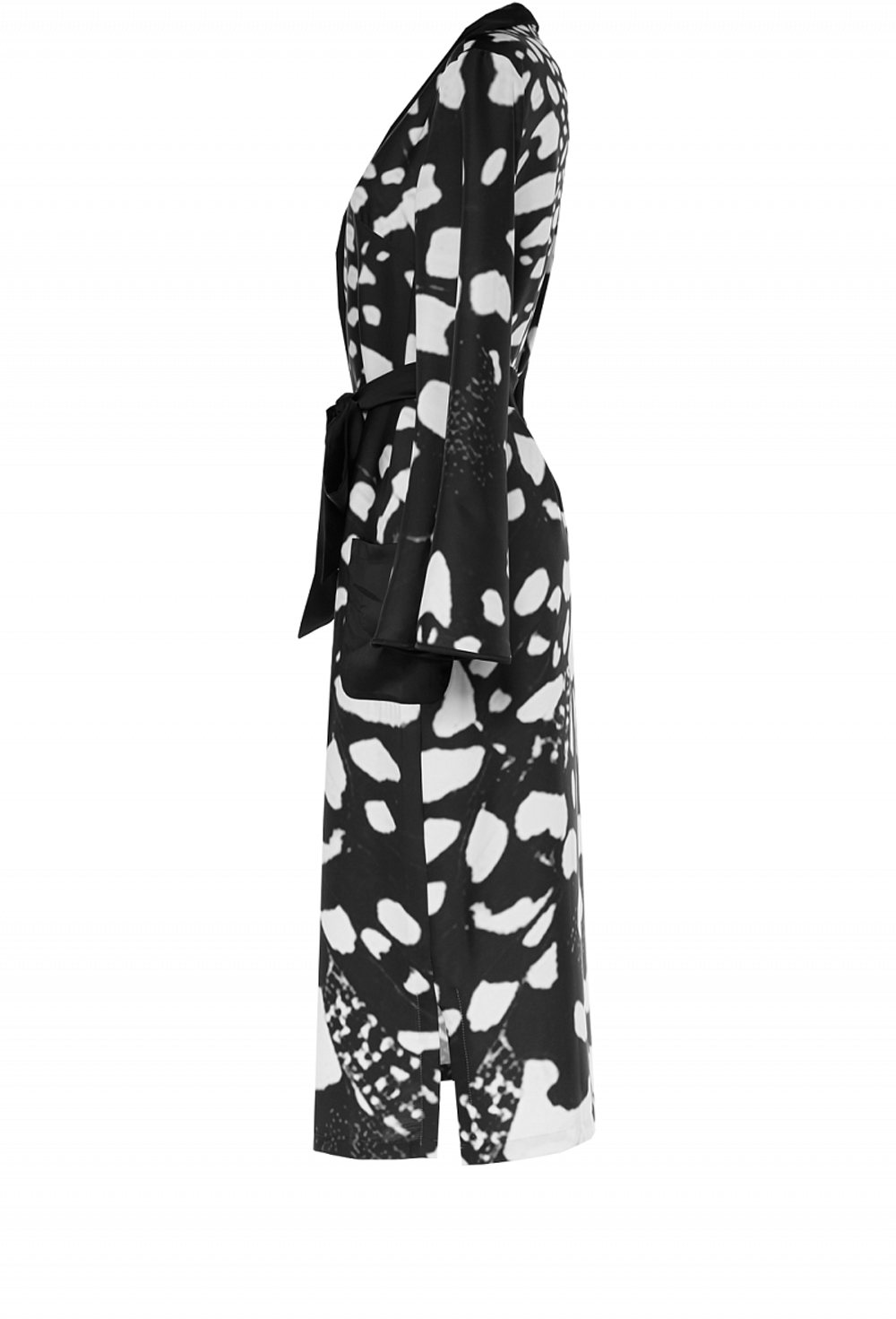 Платье-халат чёрное с принтом 41-19 SS